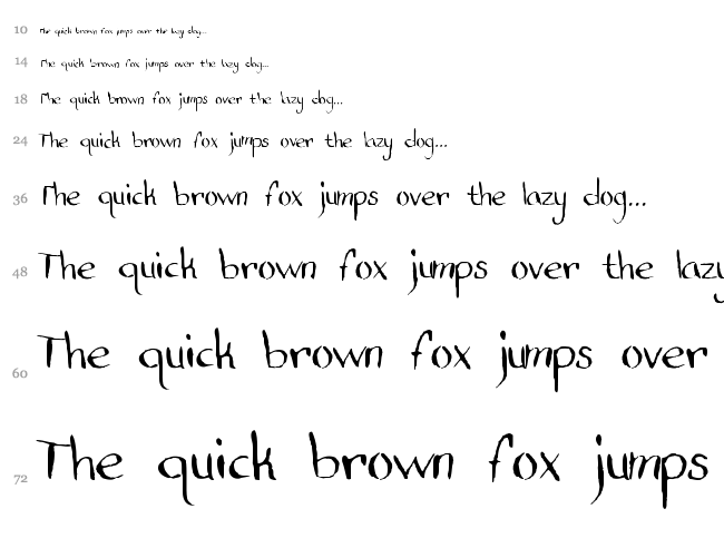 Standard Nib Handwritten font waterfall